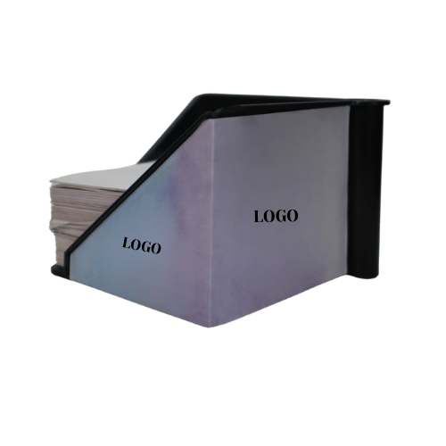 Corporate stationery chit pad used on office table with branding
