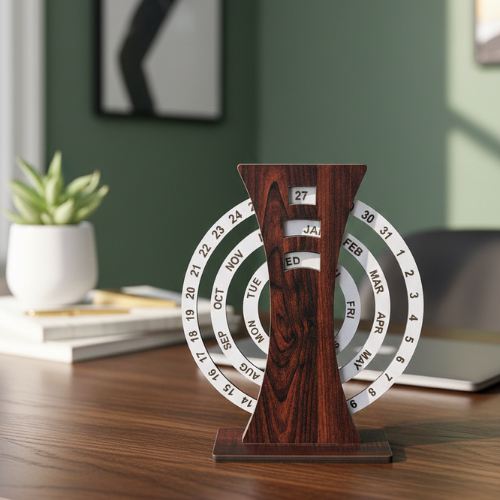 Wooden Perpetual Desk Calendar